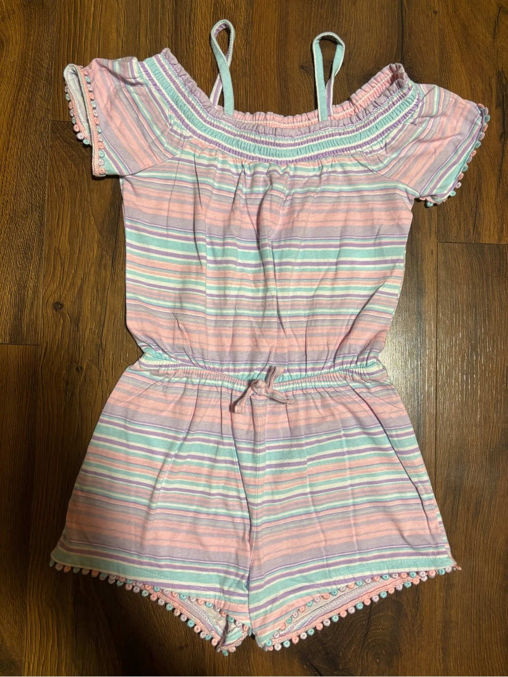 The Children’s Place Toddler Girls Striped Off the Shoulder Romper - 5t